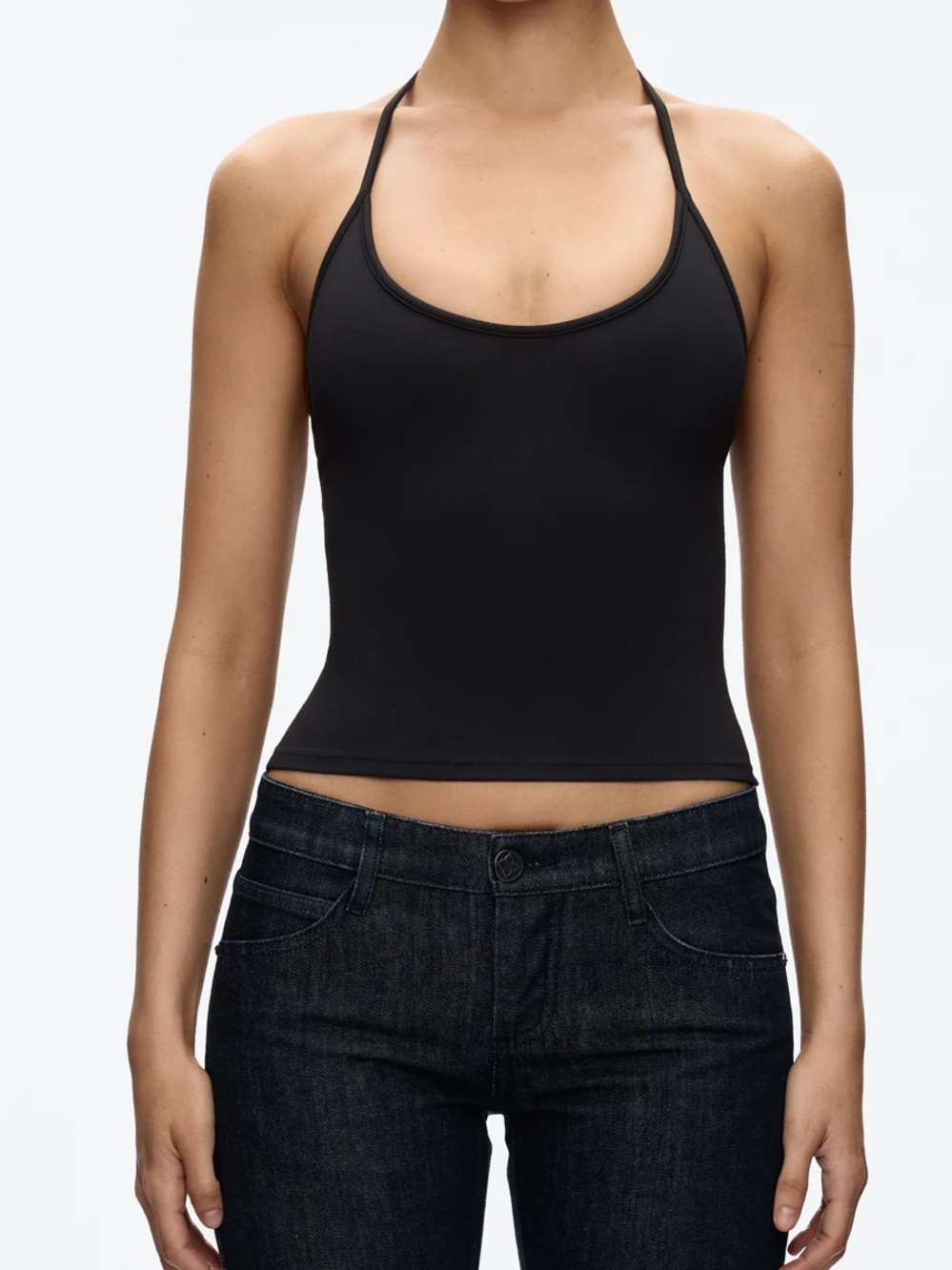 Tank Air Half Moon Halter in Black Size XS